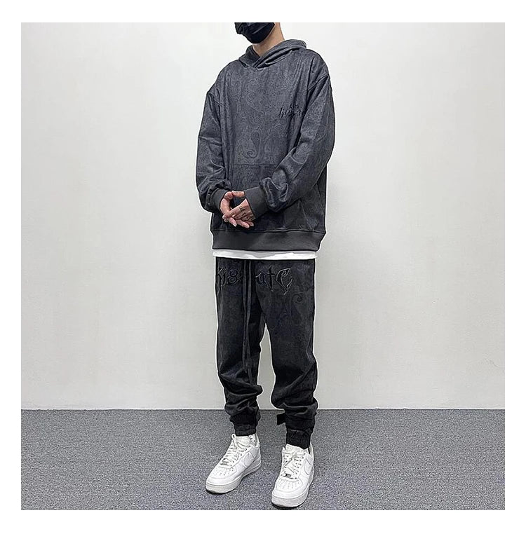 hip hop loose fit elastic waist pants fashion paisy ankle pants mens casual letter embroidery drewstring sportwear pants joggers unique joggers style 3532