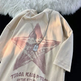 Sadcore Aesthetic drop – American Couple Loose Personalized Print Round Neck Short