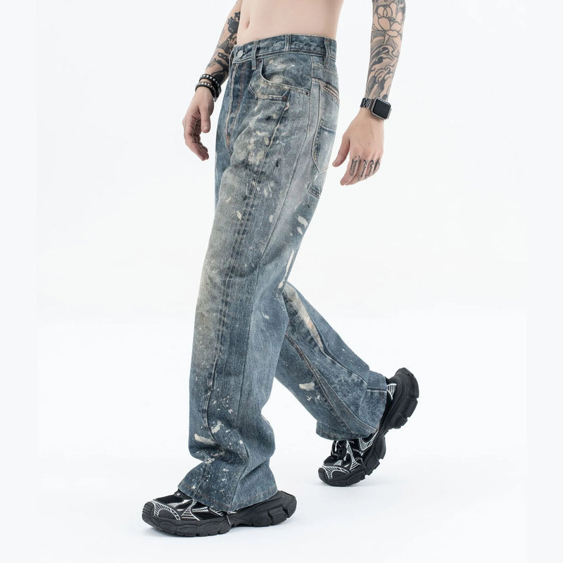 Graffiti splash ink paint baggy jeans