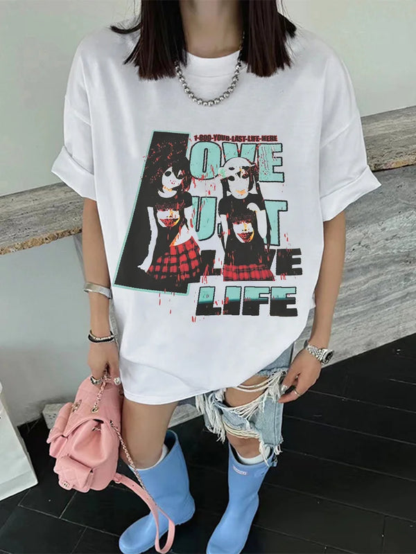 urban manga panel tee with glitch overlay and graffiti smear