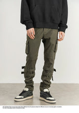 mens high street jeans casual hip hop military cargo pockets trousers new fashion slim fit zipper skinny denim pants joggers unique joggers style 2698