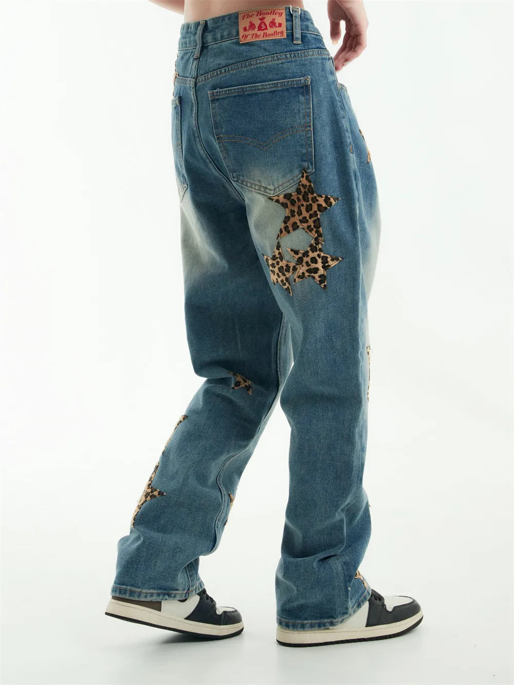 black baggy jeans men star patchwork straight denim pants fashion jeans male streetwear hip hop y2k loose trousers unique jeans style 817