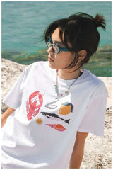 Vaporwave Static Tee – Emoji Field Graphic with Glitch Font