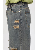 rainbowtouches 2022 men washed jeans vintage high street hole design fashion jeans popular loose straight hip hop long pants unique jeans style 4959