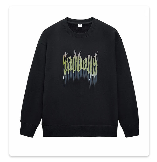 Harajuku chrome print featuring rainbowtouches hoodies mens high street wear vintage fashionable casual popular print black hip hop cotton men winter clothing