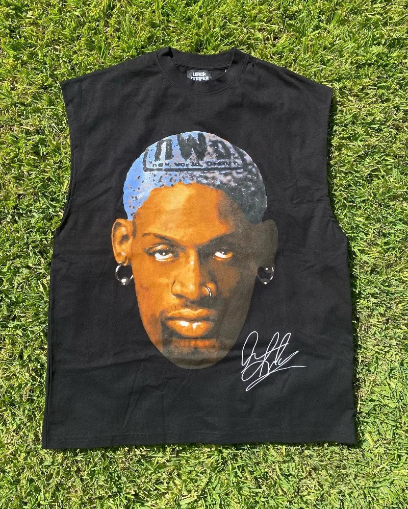 Sadcore Aesthetic print tee – American Street Vintage Letter Portrait Printed Sleeveless T