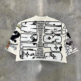 Anime Tribal flame – Retro Y2K New Hip Hop Punk Graffiti Design Pattern Printed T