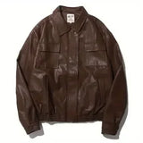 Retro Motorcycle Leather Jacket Men Woman Japanese Loose Streetwear Bomber Jackets Spring Autumn Casual PU Cargo Outwear Unisex
