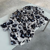 Summer 24SS Vintage Retro Black Flower Direct Print High-Street Casual Beach Style Quality Cold Short Sleeve Shirt