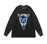 Cyberpunk Graphic Tee – Rainbowtouches Washed T Shirt Long Sleeve Vintage – Modern Streetwear for Everyone