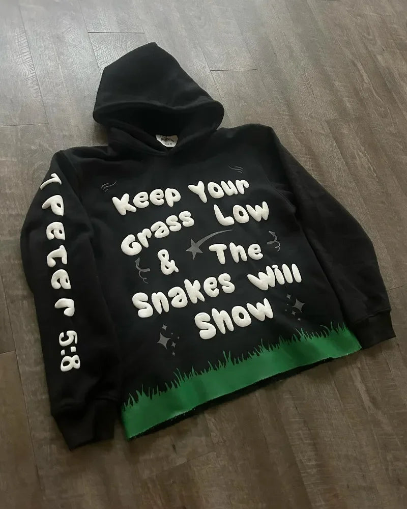 American Retro Fashion Letter Pattern Oversize Hoodie Mens Gothic Casu