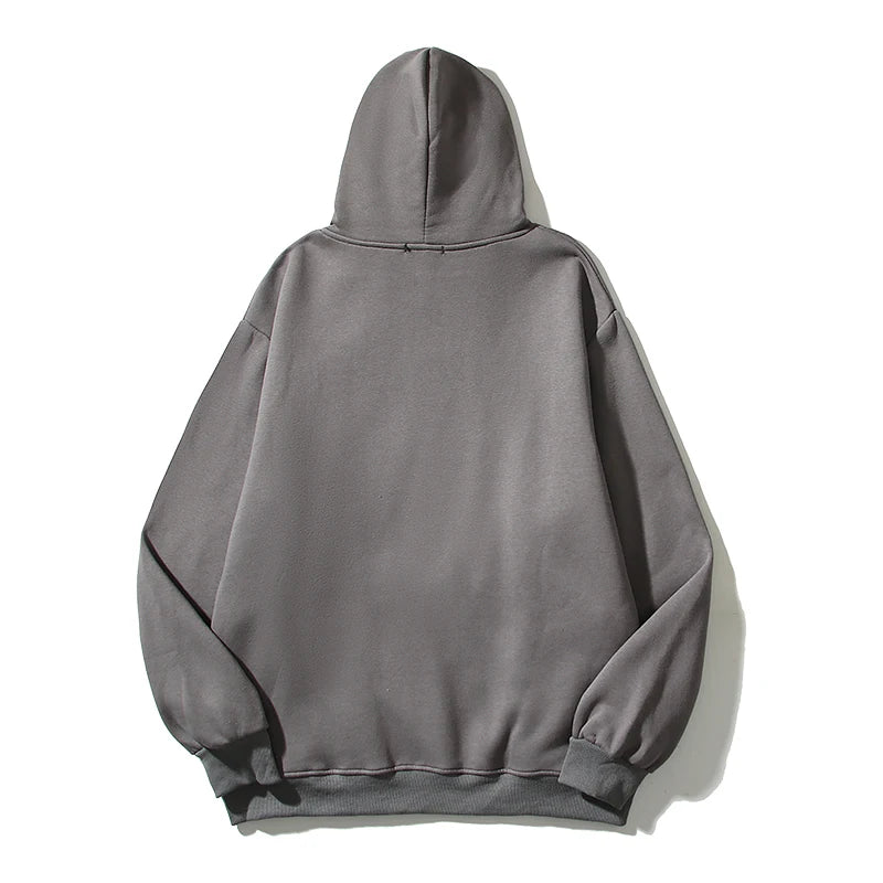 High Street Letter Foam Skull Vintage Fleece Hooded Hoodies Men And Wo