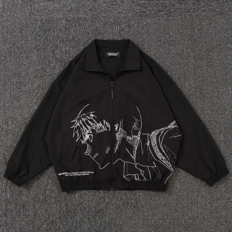 New Men Undercover Embroidery Parka noctilucent Track Zipper Casual Mess Windbreaker Hoody Trench Jackets Coat size 2 3 4 5 R089