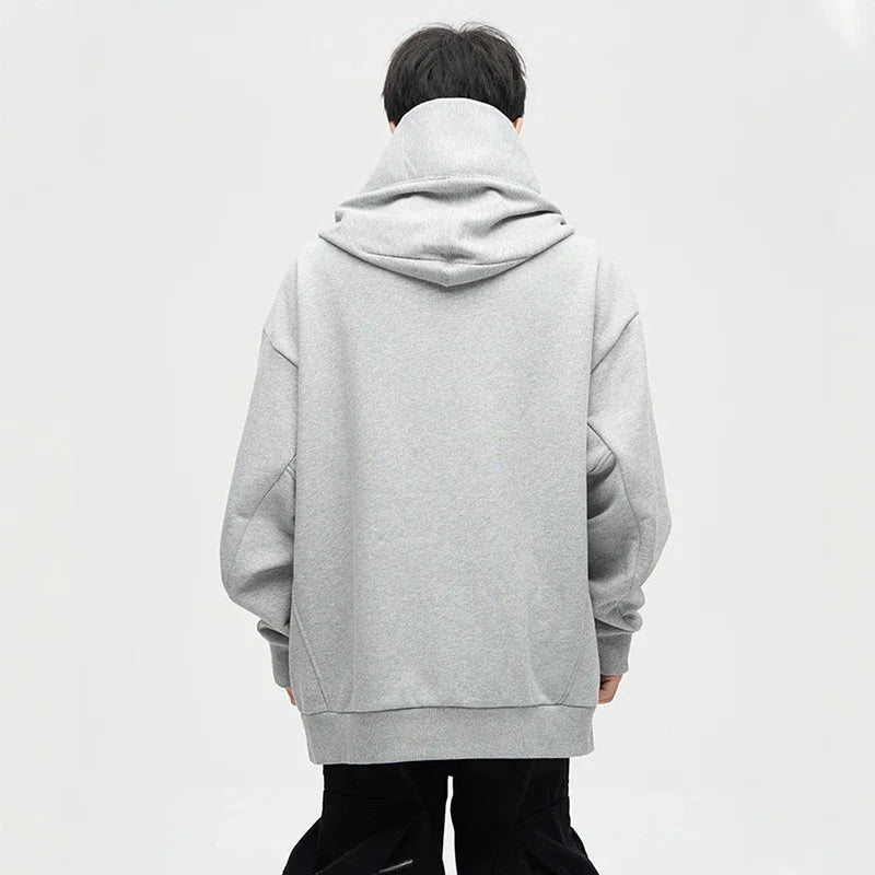 Autumn Ninja Streetwear Turtleneck Hoodies For Men Letter Embroidered Hip Hop Fashion Sweatshirts Y2K Vintage Fleece