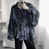 Tie dye loose shirt men long sleeved early autumn Korean version student ins men shirt dark abstinence inch shirt men shirts y2k