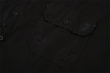 Undermycar 2023 New Worn Out Heavy Work Durable Splice Extra Large Loose Plaid Shirt with Black and Red Plaid