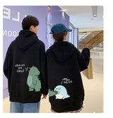 Black Hip Hop Couple Hoodie Men Women Lovers Sweatshirt Girl Cartoon T