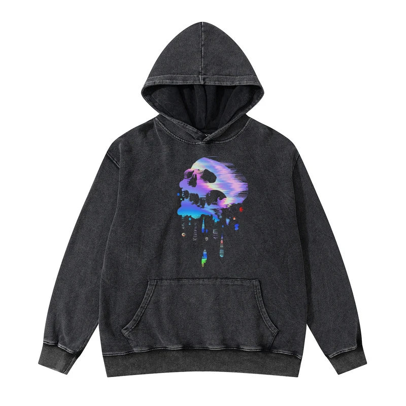skatercore graphic tee featuring rainbowtouches washed hoodie vintage oversized men high street skull fashion hip hop unisex hoodies loose mens graphic hoodies