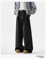 men loose casual korean streetwear fashion vintage straight wide leg suit pants trousers cityboy baggy pants unique default style 1734