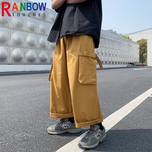 rainbowtouches cargo pants big pocket high street fashion hip hop tide card trousers men loose straight pant superior quality baggy cargo bottoms