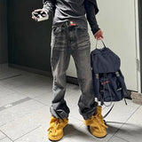 streetwear black washed ripped baggy flare jeans pants for men and women straight ropa hombre loose casual denim trousers vintage washed jeans