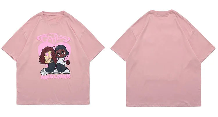 Harajuku Crying angel – Aolamegs Hip Hop T Shirt Men Cartoon Couple Print Streetwear