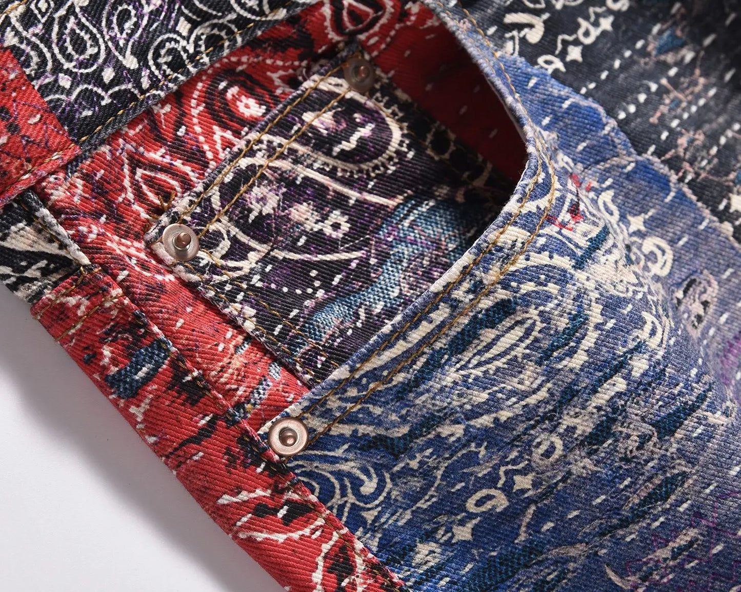 2023 brand new classic paisley west coast crips bloods jeans cotton denim pants comfort casual jeans size 29 36 488 unique jeans style 2762