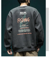 Autumn Funny Fishing Graphic Print Sweatshirts For Men High Street Let