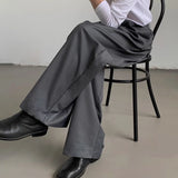 mens straight tube ice silk pants casual slacks youth thin wide leg pants business summer pants soft vintage trousers unique default style 985