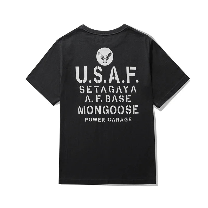 Y2k Oversized shirt – Amekaji Vintage Printed T Shirt Men 2023 Spring Summer New M