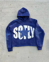 Gothic Retro Harajuku Star Embroidered Letter Oversized Hoodie Mens An