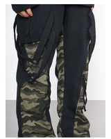 men patchwork camouflage cargo pants streetwear side pockets harajuku joggers unisex hip hop baggy loose straight flare trousers unique joggers style 2841