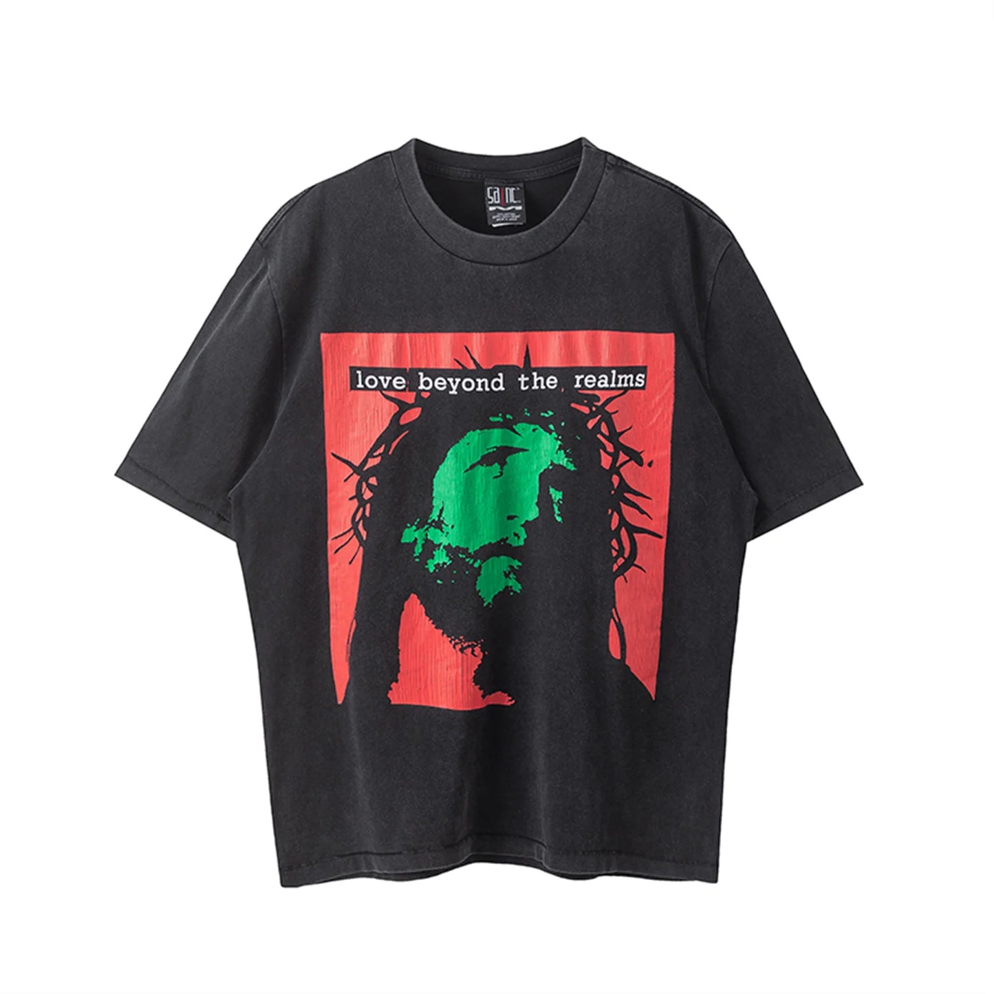 Harajuku streetwear top featuring new summer 24ss vintage retro portrait printing high street cotton casual loose tops t shirt pullover