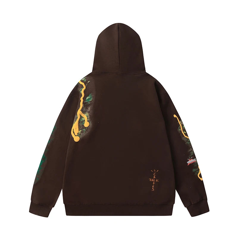 High Street Lightning Foam Print Pullover Fleece Hoodies For Men And W
