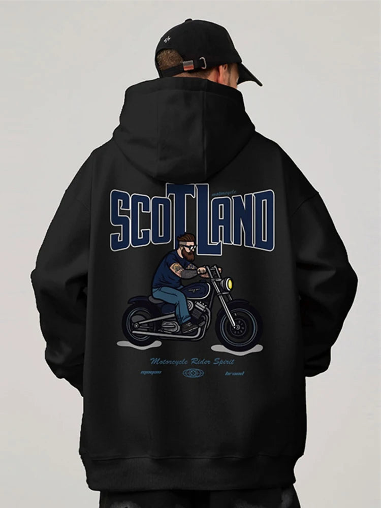 Autumn Motorcycle Mens Printed Hoodies Hip Hop Fashion Streetwear Bagg