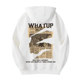 New Gothic Newspaper Graphic Print Hooded Sweatshirt For Men Fleece Hip Hop