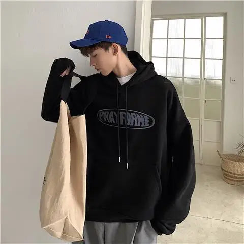 Trendy American Ins Green Hooded Sweatshirt for Men in Autumn 2024 New Trendy Brand Loose Y2K