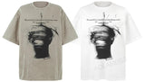 Sadcore Graphic tee – Men Retro High Street T Shirt Abstract Character Printed Sho