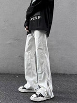 2023 autumn new light luxury fashion retro jeans men zipper straight loose jeans all match boutique clothing simple style unique jeans style 3710
