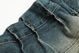 streetwear side pockets pleated washed blue jeans unisex straight baggy y2k denim pants ropa hombre casual cargo pants oversized unique cargo style 1205