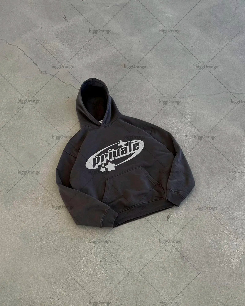 techwear street knit hoodie with oversized flame detail for urban fall winter outfits, street fashion menswear trend for seas