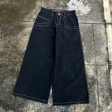 wexwear embroid baggy jeans harajuku hip hop graphic high waist wide trouser streetwear y2k jeans men women gothic black pants unique jeans style 2063