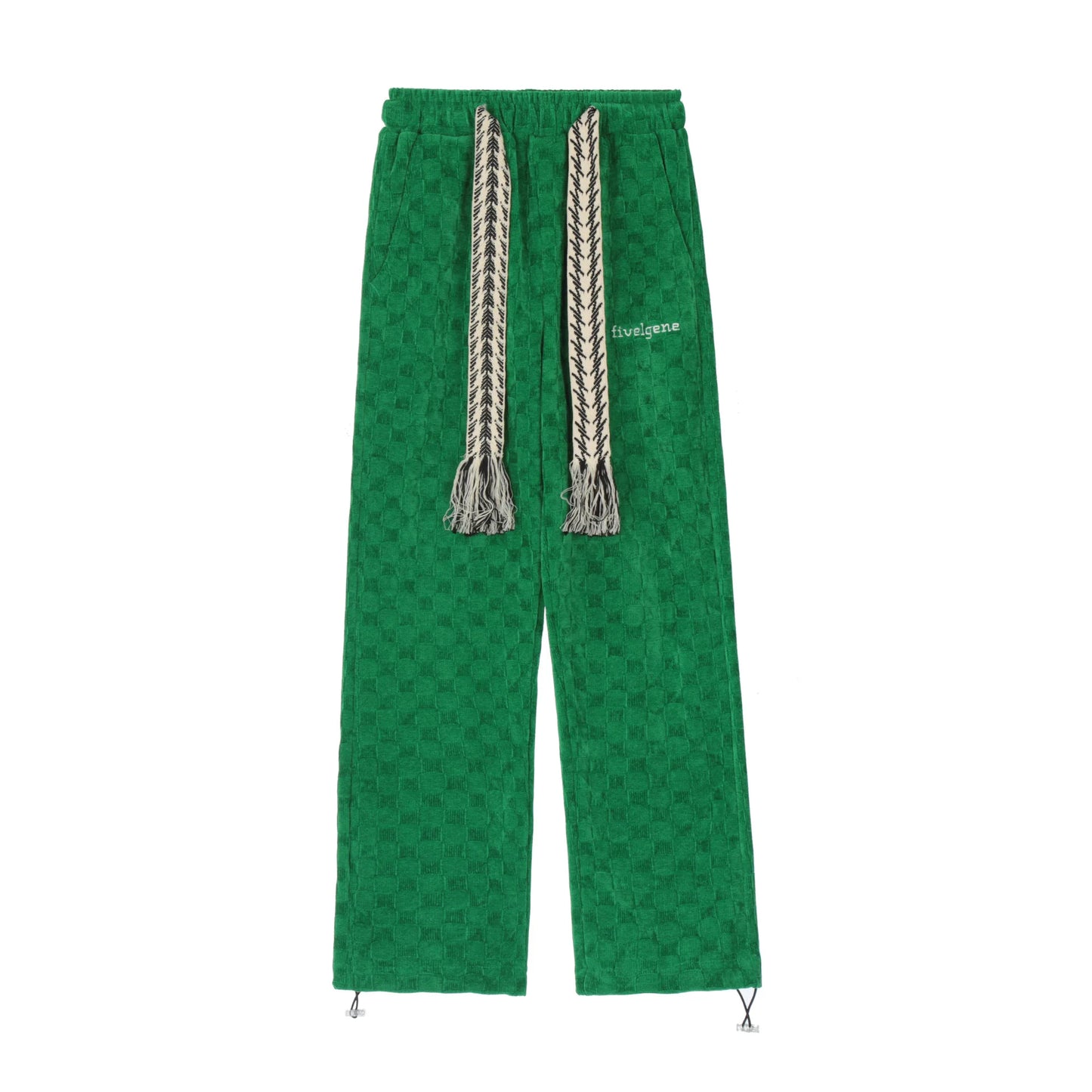 2024 spring and autumn mid waist straight jacquard velvet knitted trousers loose wide leg pants urban casual pants men and women unique default style 2050
