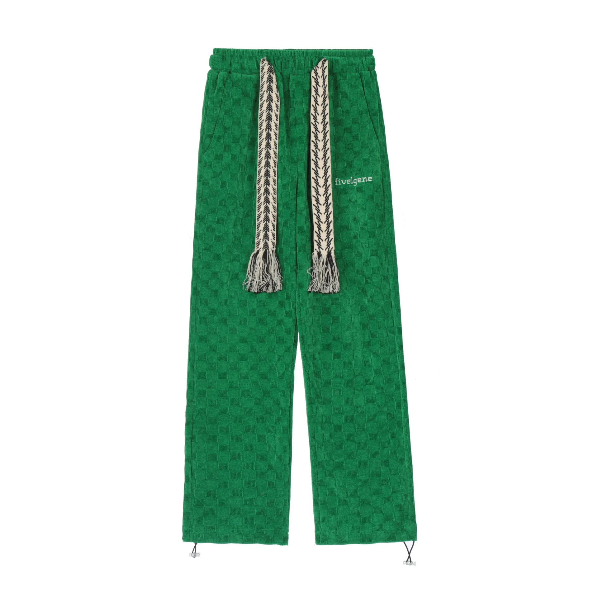 2024 spring and autumn mid waist straight jacquard velvet knitted trousers loose wide leg pants urban casual pants men and women unique default style 2050