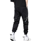 mens side pocket cargo pants casual elastic waist trousers streetwear hip hop loose fit ankle drawstring sweatpants joggers unique joggers style 2046