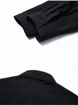 Wrinkled Fabric Casual Long Sleeve Shirt Men and Women Solid Color Streetwear Fashion Loose Black White Shirts Oversize Blouses