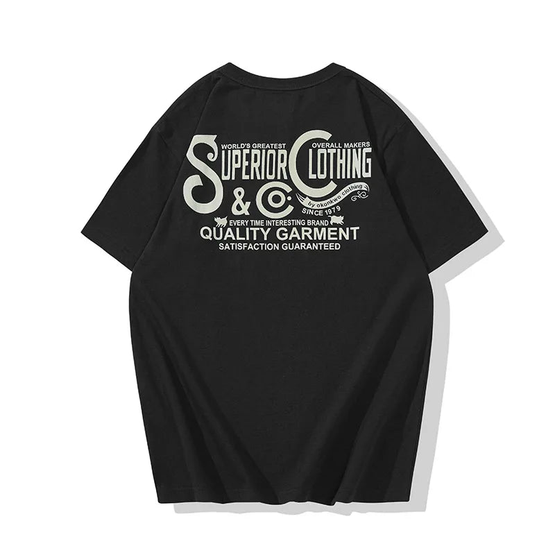 Gothic Crying angel – Vintage Amekaji Letter Printed T Shirt Men 2022 Spring Summe