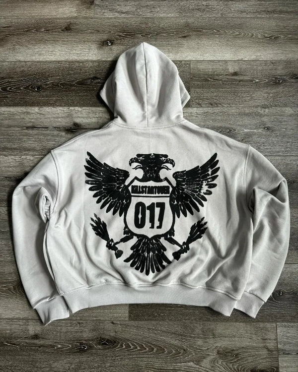 American Trendy Brand Fashion Loose Zipper Hoodie Men Street Harajuku