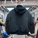 2024AW new cotton dress solid color hooded multi-pocket jacket