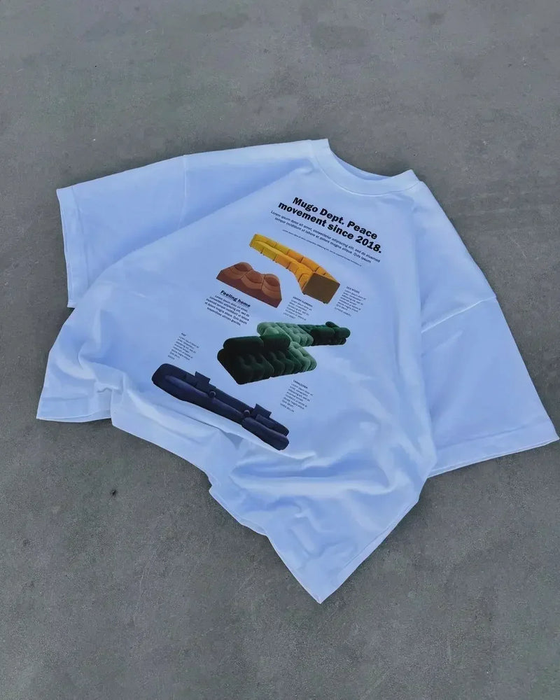 Trap Star Oversized Tee – Crown Money Fire Print Streetwear